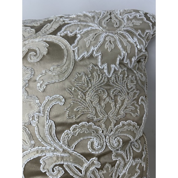 Glass Beaded Pillow By Elizabeth Phillips Handmade Rare EUC 22x22 - Picture 6 of 12